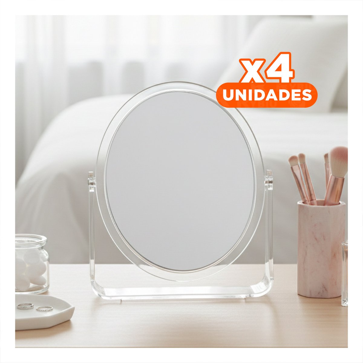 PACK4 SUPERFICIE REFLECTANTE OVALADA TRANSPARENTE 17,5X13,5CM HOGAR MODERNO - 1