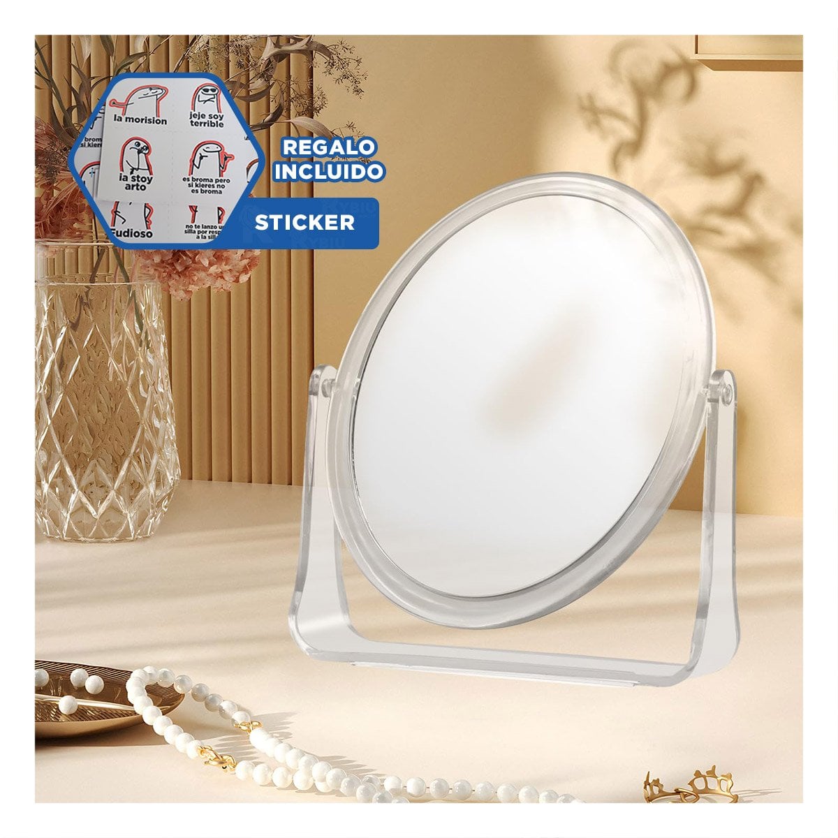 CRISTAL OVALADO CON BASE DOBLE 17,5X13,5CM TRANSPARENTE HOGAR ELEGANTE Y+REGALO STICKER - 1