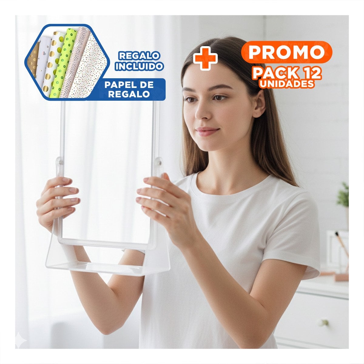 PACK12 CRISTAL RECTANGULAR DOBLE PARA HOGAR 18X15CM TRANSPARENTE Y+PAPEL REGALO - 1
