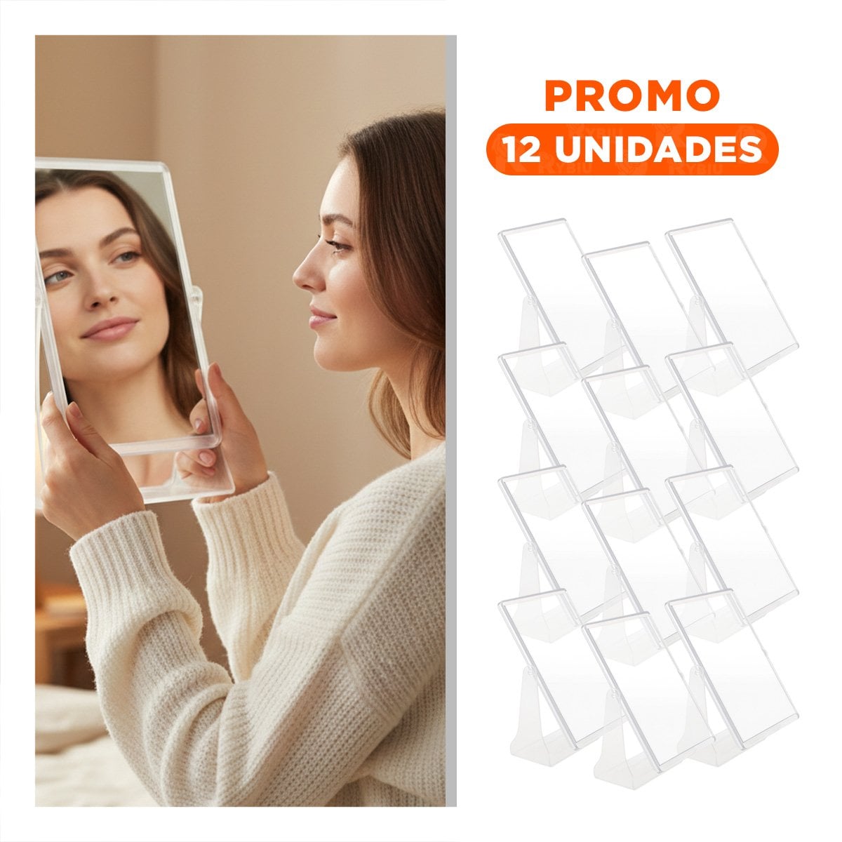 PACK12 SUPERFICIE REFLECTANTE RECTANGULAR PARA MESA 18X15CM TRANSPARENTE Y+REGALO STICKER - 1
