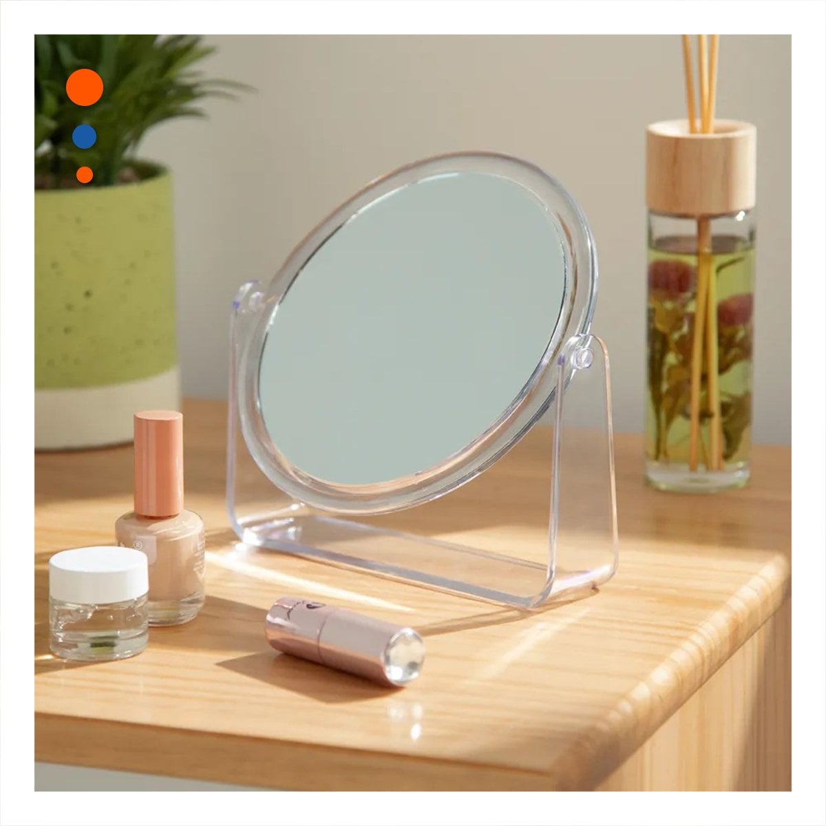 ESPEJO OVALADO DOBLE TRANSPARENTE 17,5X13,5CM PARA HOGAR ELEGANTE Y+POST IT - 3