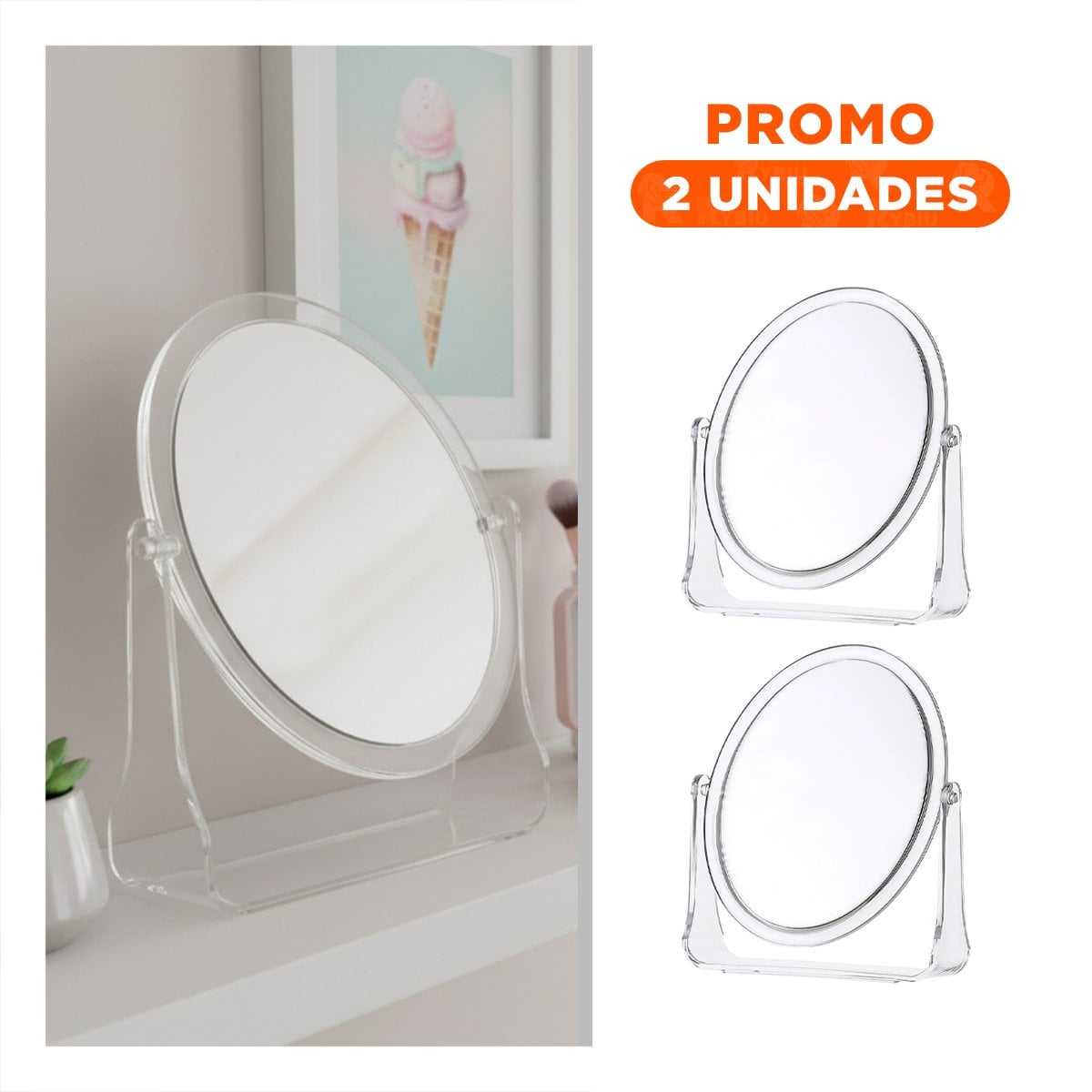 PACK2 REFLEJO OVALADO DOBLE TRANSPARENTE 17,5X13,5CM PARA HOGAR MODERNO - 1