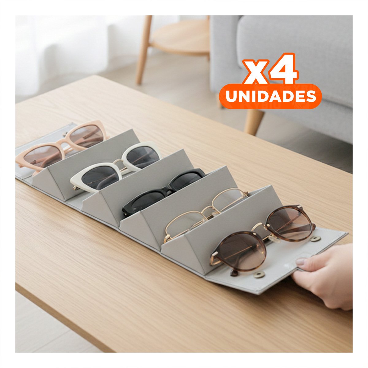 PACK4 CAJA EXHIBIDORA DE LENTES PENTAGONO PLOMO PARA HOGAR ELEGANTE - 1