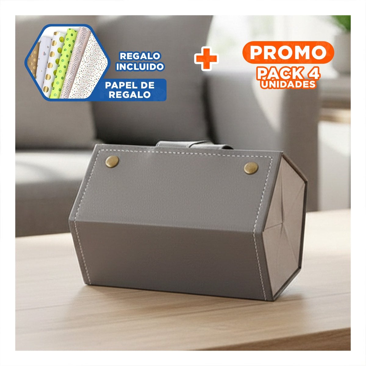 PACK4 ORGANIZADOR COMPACTO DE LENTES PENTAGONO PLOMO PARA HOGAR Y+PAPEL REGALO - 1