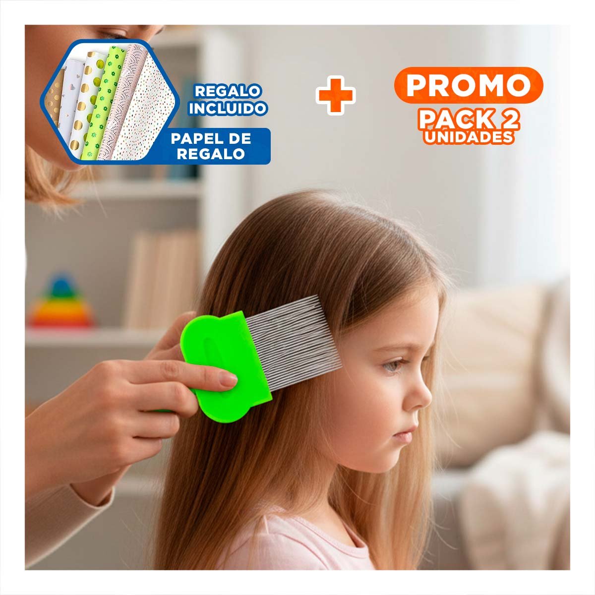 PACK2 HERRAMIENTA COMPACTA VERDE PARA PIOJOS Y LIENDRES FACIL DE USAR Y+PAPEL REGALO - 1