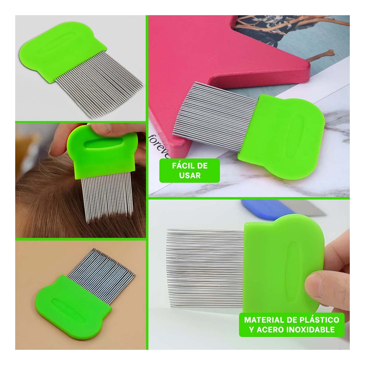 PACK2 HERRAMIENTA COMPACTA VERDE PARA PIOJOS Y LIENDRES FACIL DE USAR Y+PAPEL REGALO - 3