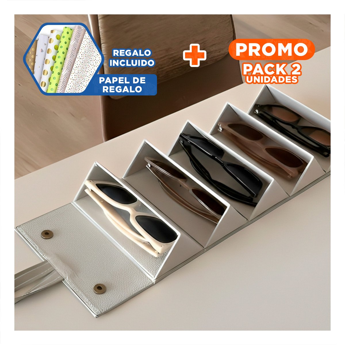 PACK2 ESTACION DE LENTES PENTAGONO PLOMO PARA HOGAR ELEGANTE Y+PAPEL REGALO - 1