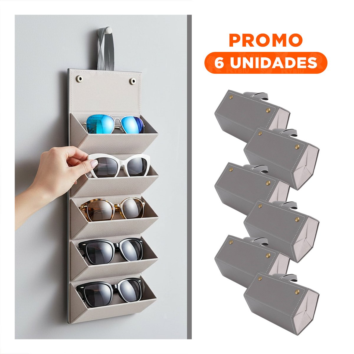 PACK6 COFRE ELEGANTE DE LENTES PENTAGONO PLOMO PARA HOGAR MODERNO - 1