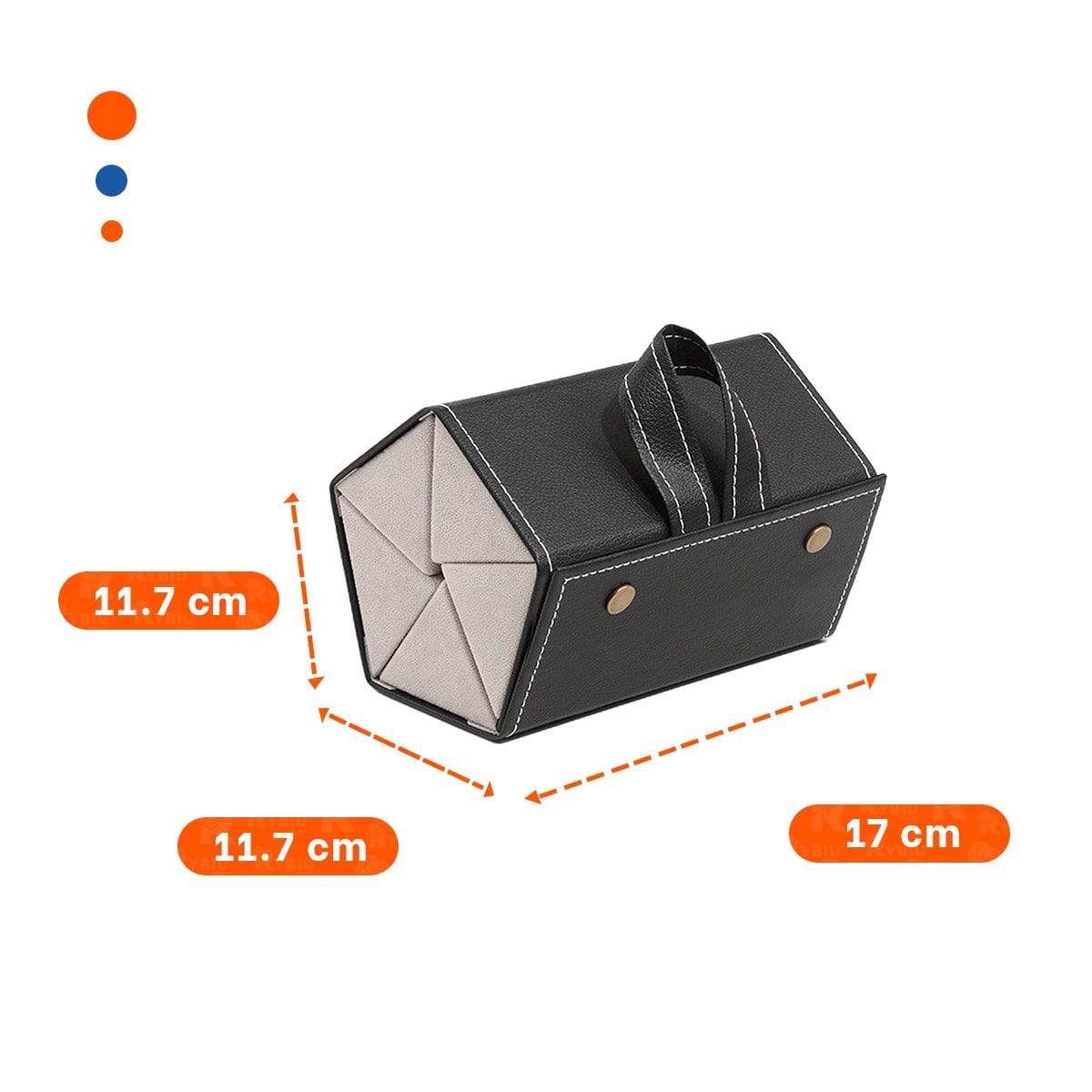 CAJA ELEGANTE DE LENTES COLOR NEGRO PENTAGONO CON COMPARTIMENTOS REMOVIBLES - 4