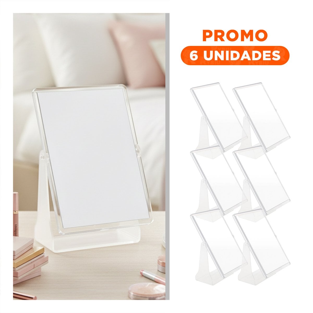 PACK6 SUPERFICIE REFLECTANTE RECTANGULAR DOBLE VISTA 18X15CM HOGAR - 1