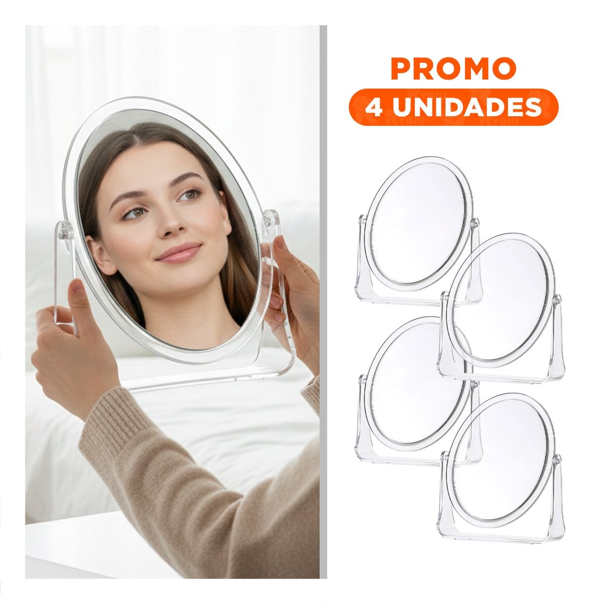 PACK4 REFLEJO OVALADO DOBLE PARA MESA 17,5X13,5CM TRANSPARENTE HOGAR Y+REGALO STICKER - 1
