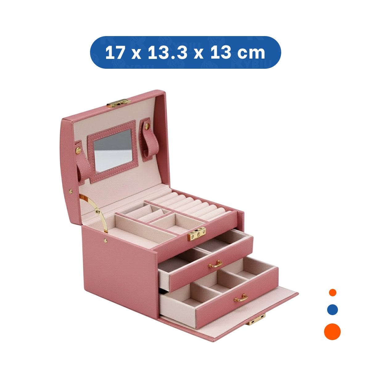 PACK6 JOYERO ELEGANTE DE 3 NIVELES ROSADO PARA DECORACION - 4