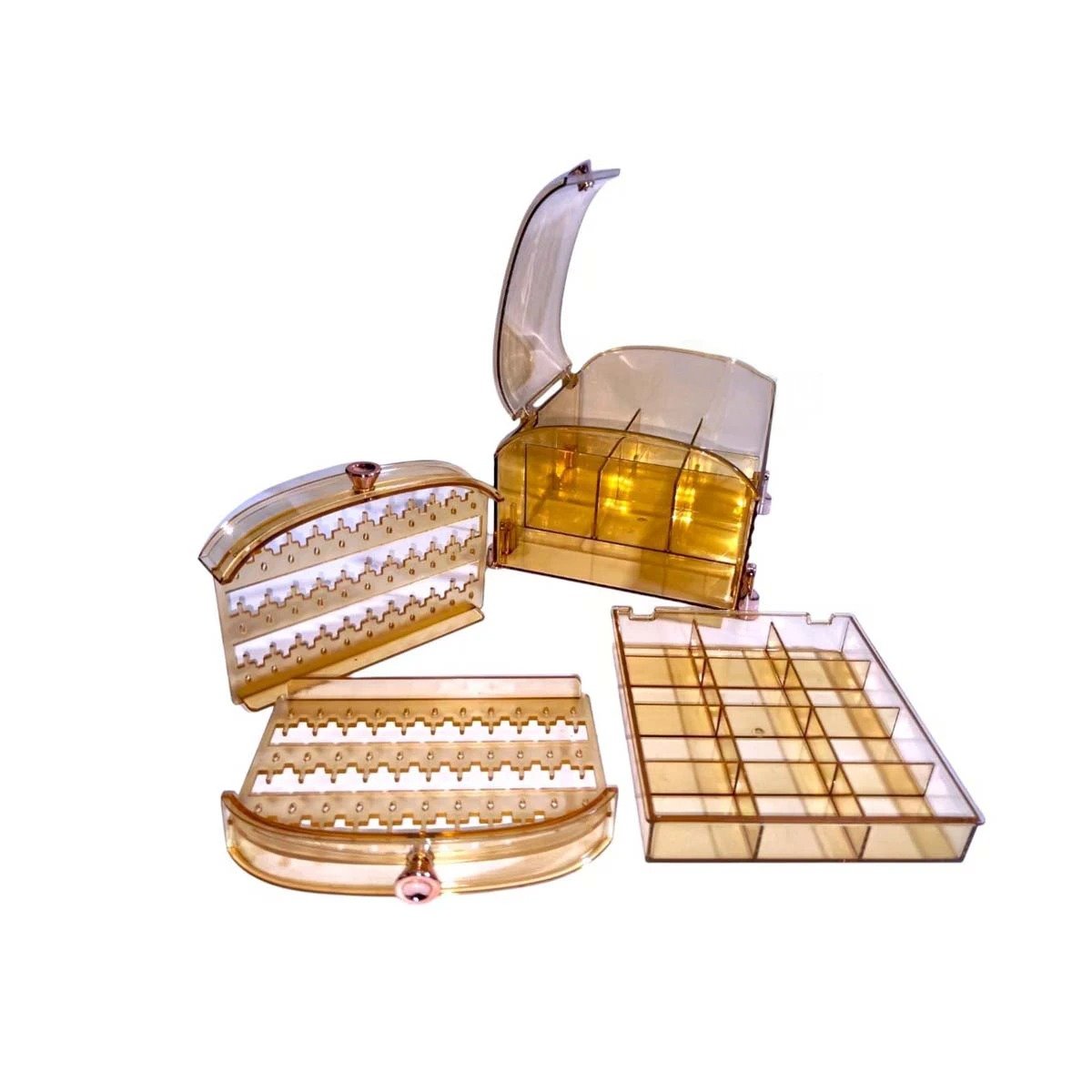 PACK6 CAJA AMARILLO TRANSPARENTE PARA JOYAS Y MAQUILLAJE 22X17X12,5CM Y+REGALO STICKER - 2