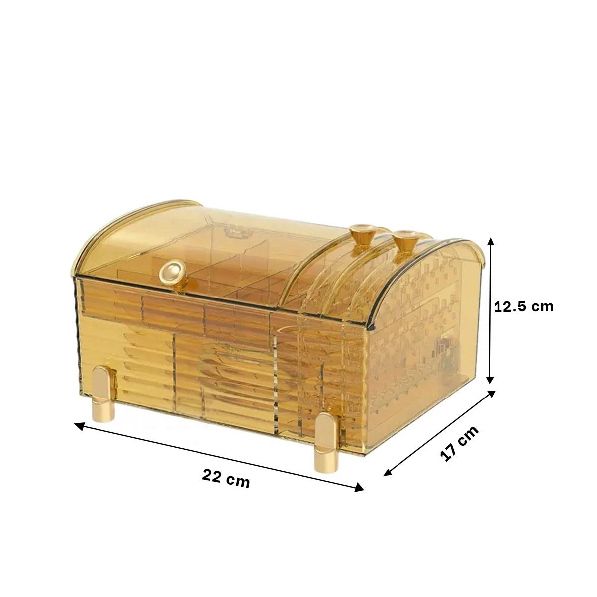 PACK6 CAJA AMARILLO TRANSPARENTE PARA JOYAS Y MAQUILLAJE 22X17X12,5CM Y+REGALO STICKER - 4