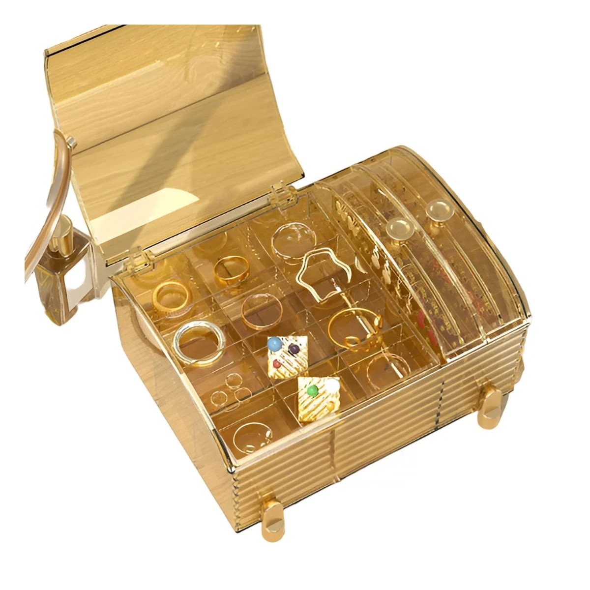 PACK2 BAUL COMPACTO AMARILLO TRANSPARENTE CON CAJONES 22X17X12,5CM Y+REGALO STICKER - 2