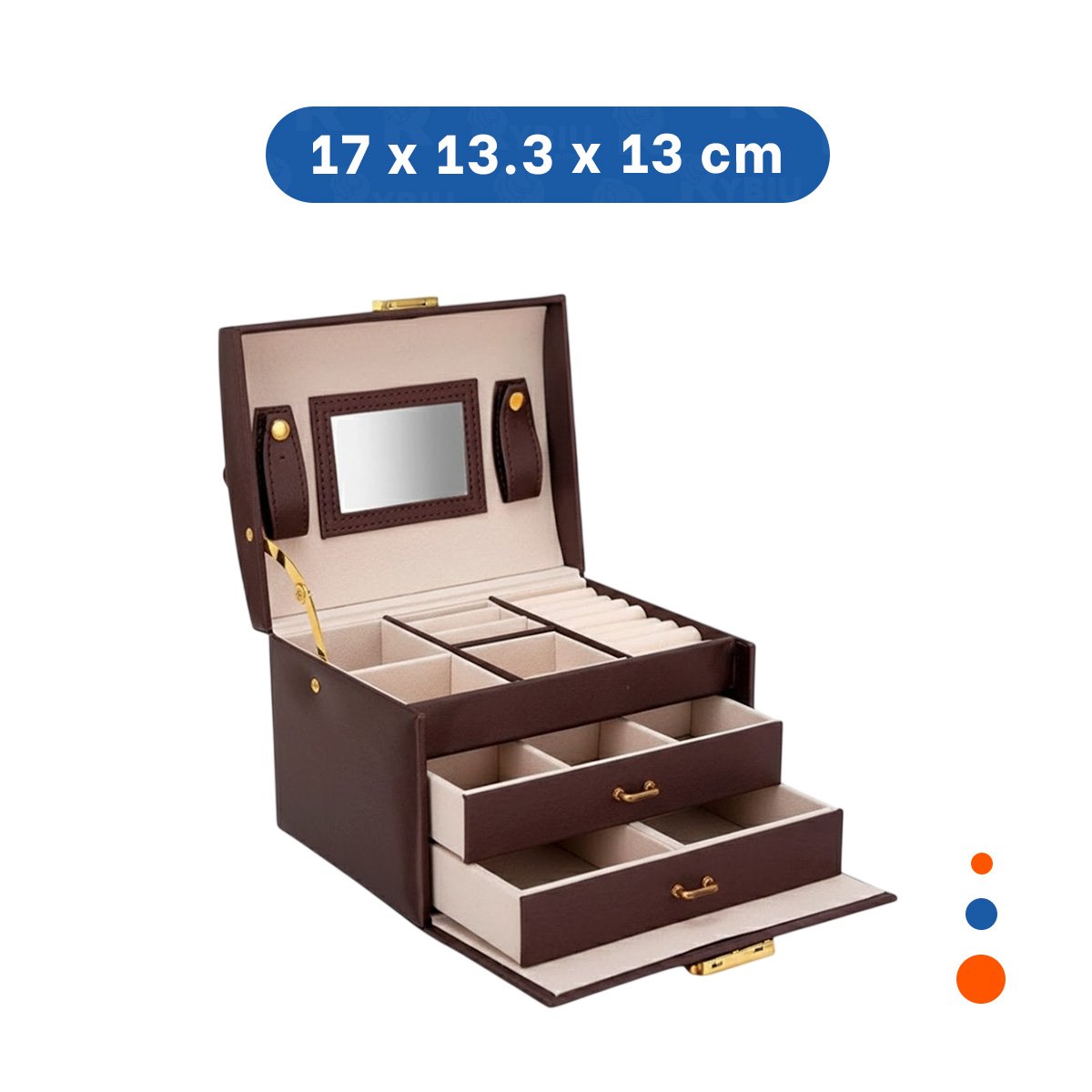 PACK2 ORGANIZADOR MODERNO DE 3 NIVELES MARRON PARA JOYAS - 4