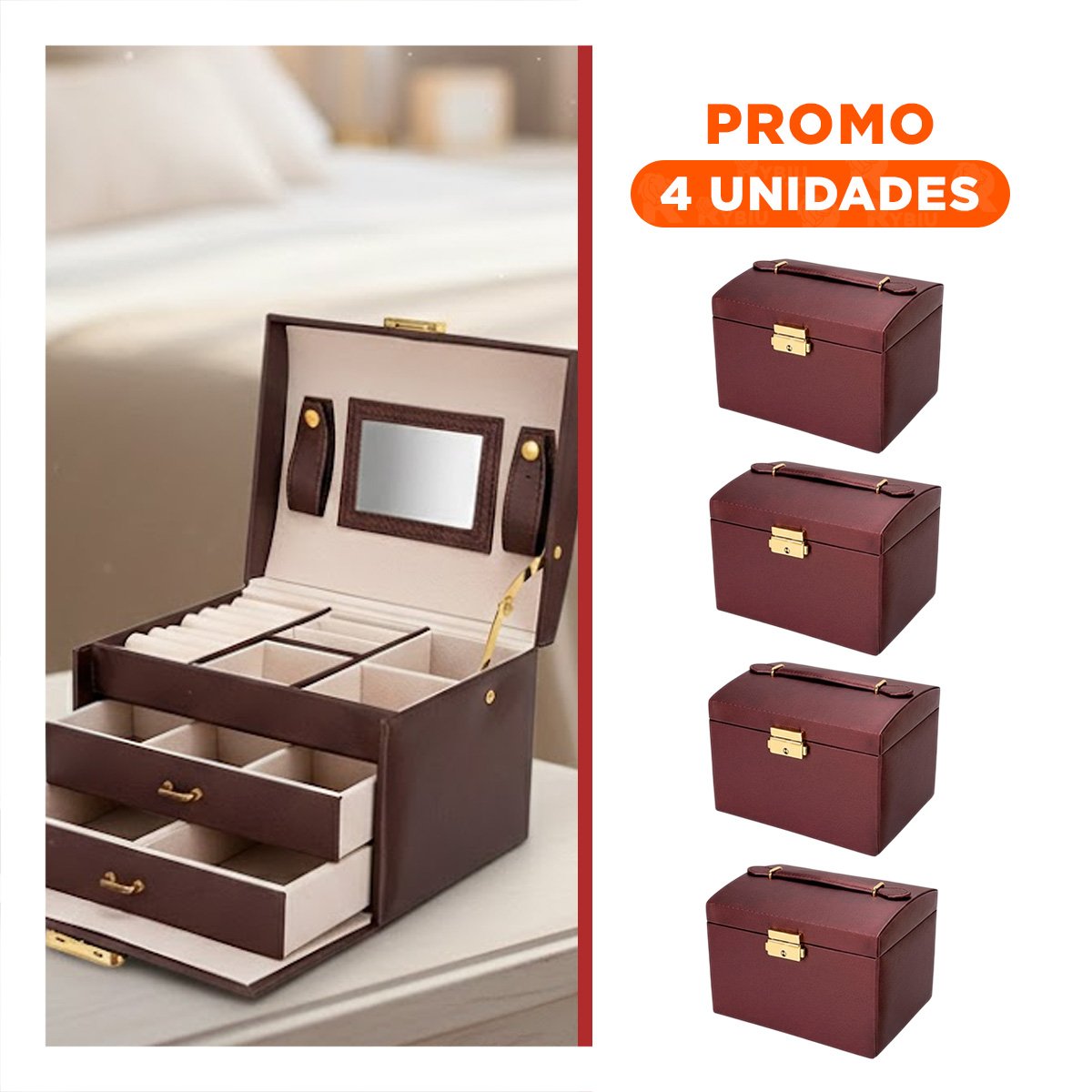 PACK4 ORGANIZADOR PRACTICO DE 3 NIVELES MARRON PARA HOGAR Y+REGALO STICKER - 1