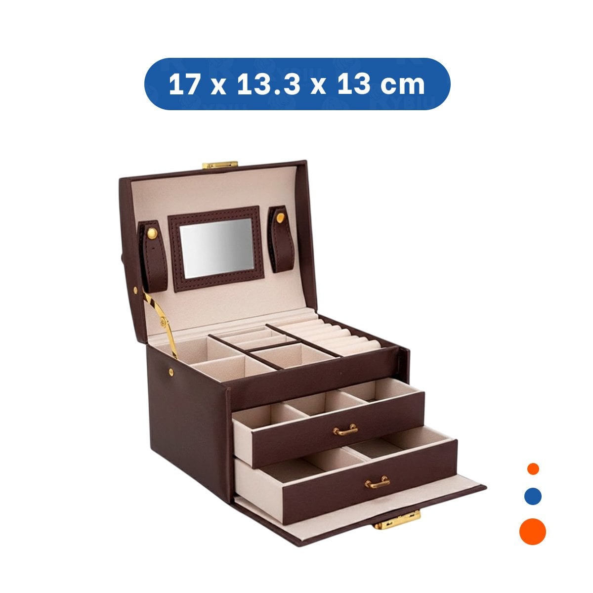 PACK6 JOYERO ELEGANTE DE 3 NIVELES MARRON PARA DECORACION - 4