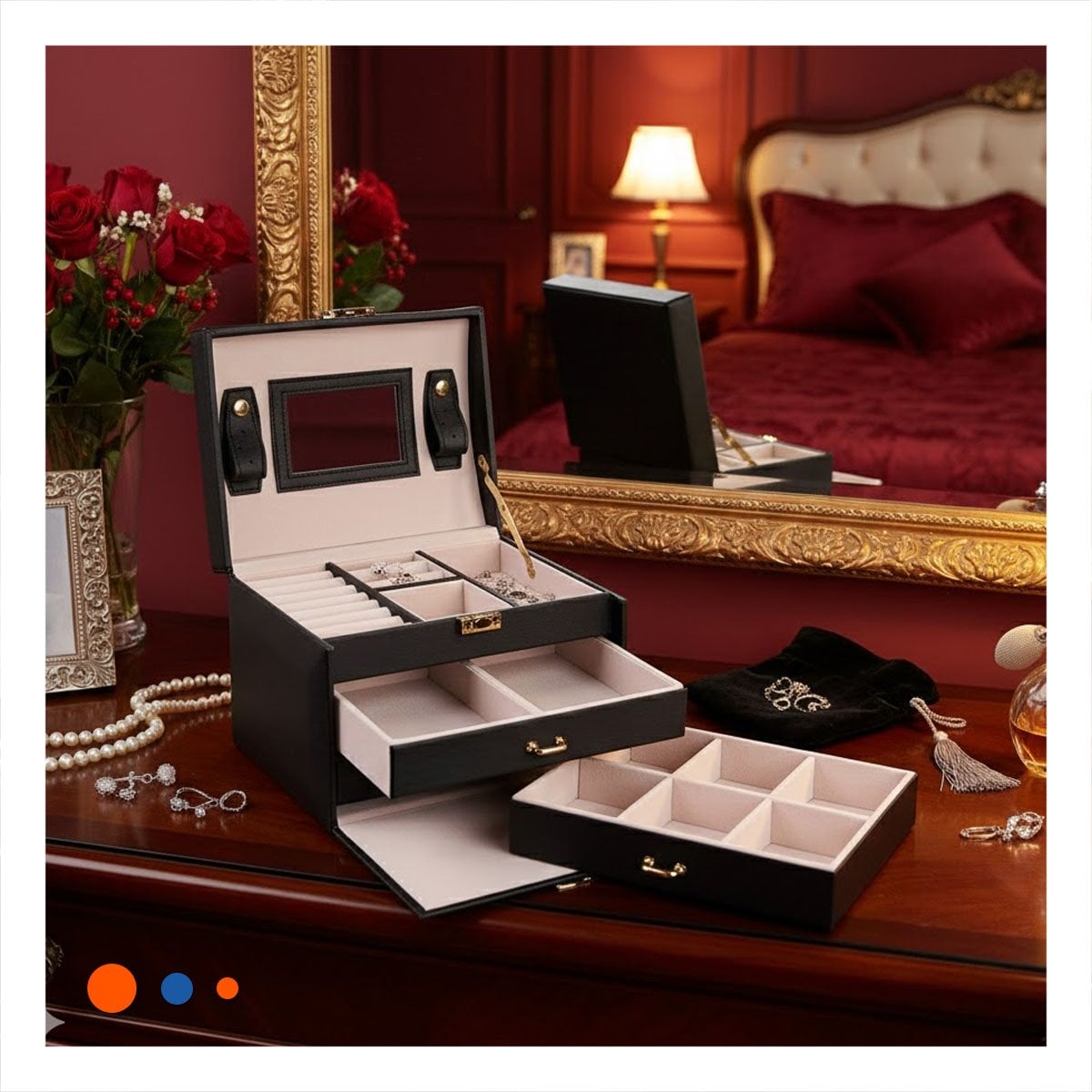 PACK6 ALHAJERO NEGRO DE 3 NIVELES PARA HOGAR FEMENINO - 3