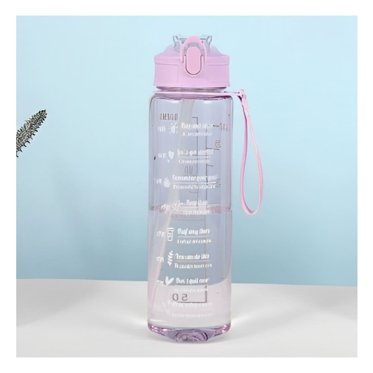 BOTELLA TRIO TRANSPARENTE LILA CON TAPA HERMETICA DISEÑO OFICINA Y+PAPEL REGALO - 2