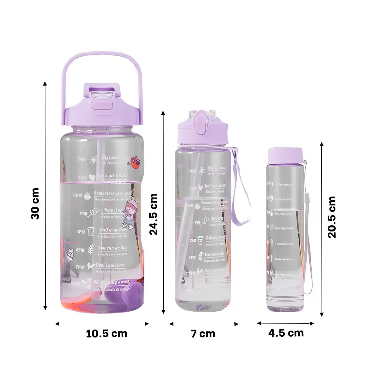 BOTELLA TRIO TRANSPARENTE LILA CON TAPA HERMETICA DISEÑO OFICINA Y+PAPEL REGALO - 4