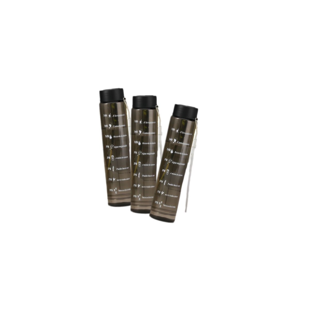 BOTELLA TRIO TRANSPARENTE NEGRO LIGERA Y COMODA PARA TRANSPORTAR BEBIDAS DIARIAS Y+LIGAS REGALO - 3