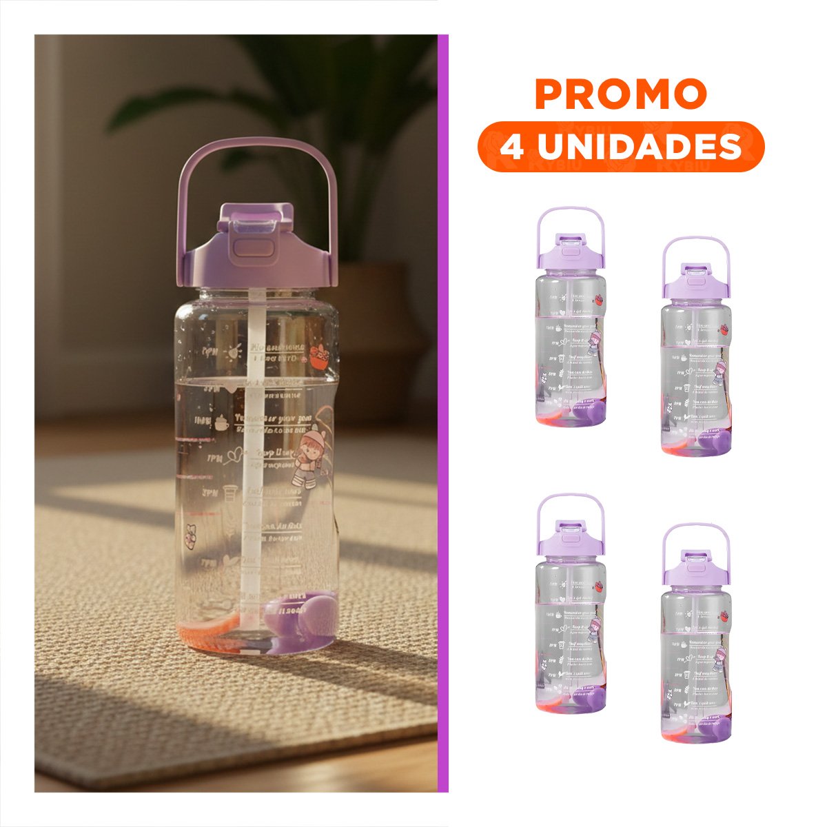 PACK4 COPA TRIO TRANSPARENTE LILA RESISTENTE Y FACIL DE LIMPIAR CASA Y+REGALO STICKER - 1