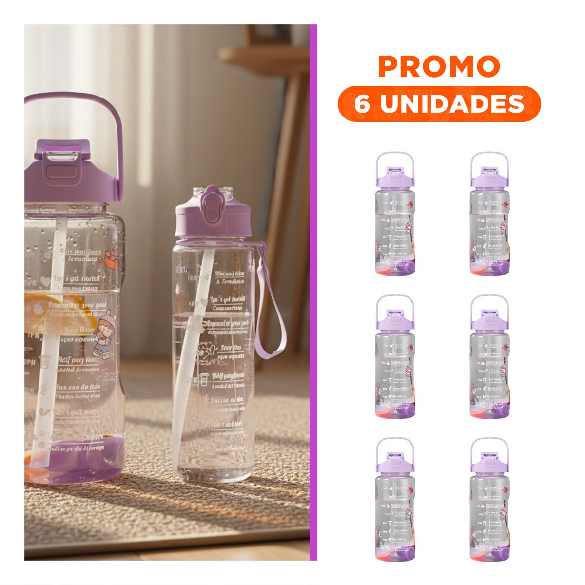 PACK6 COPA TRIO TRANSPARENTE LILA LIGERA Y COMODA PARA TRANSPORTAR BEBIDAS - 1