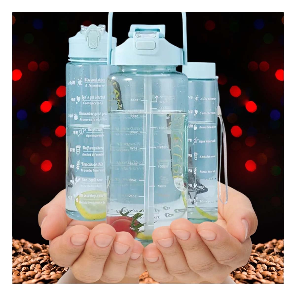 PACK6 COPA TRIO TRANSPARENTE CELESTE CLARO DOBLE PARED CONSERVA TEMPERATURA Y+PAPEL REGALO - 2