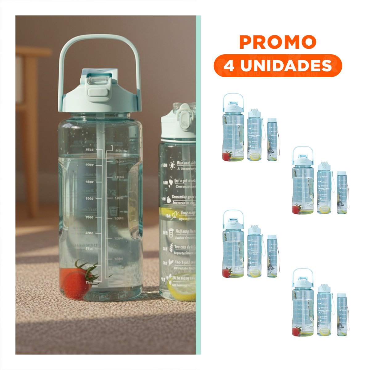PACK4 COPA TRIO TRANSPARENTE CELESTE CLARO RESISTENTE Y FACIL DE LIMPIAR CASA Y+REGALO STICKER - 1
