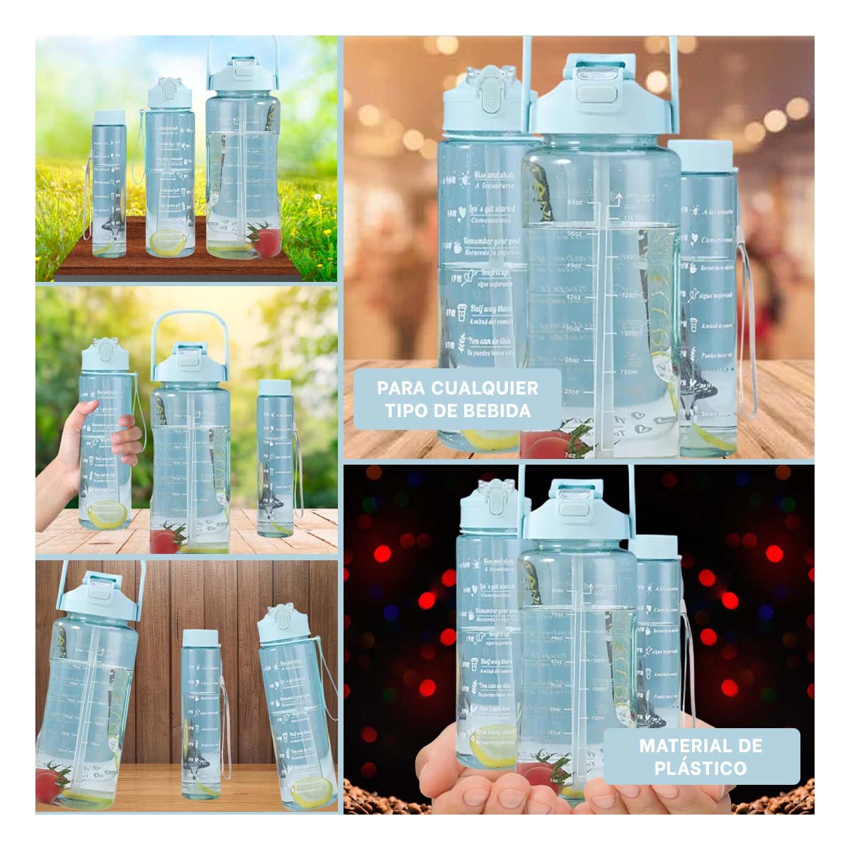 PACK12 JARRA TRIO TRANSPARENTE CELESTE CLARO RESISTENTE Y FACIL DE LIMPIAR CASA Y+PAPEL REGALO - 2