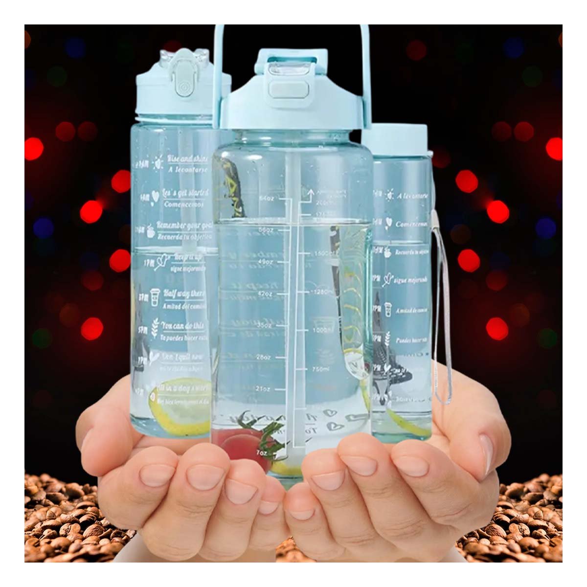 PACK12 JARRA TRIO TRANSPARENTE CELESTE CLARO RESISTENTE Y FACIL DE LIMPIAR CASA Y+PAPEL REGALO - 3
