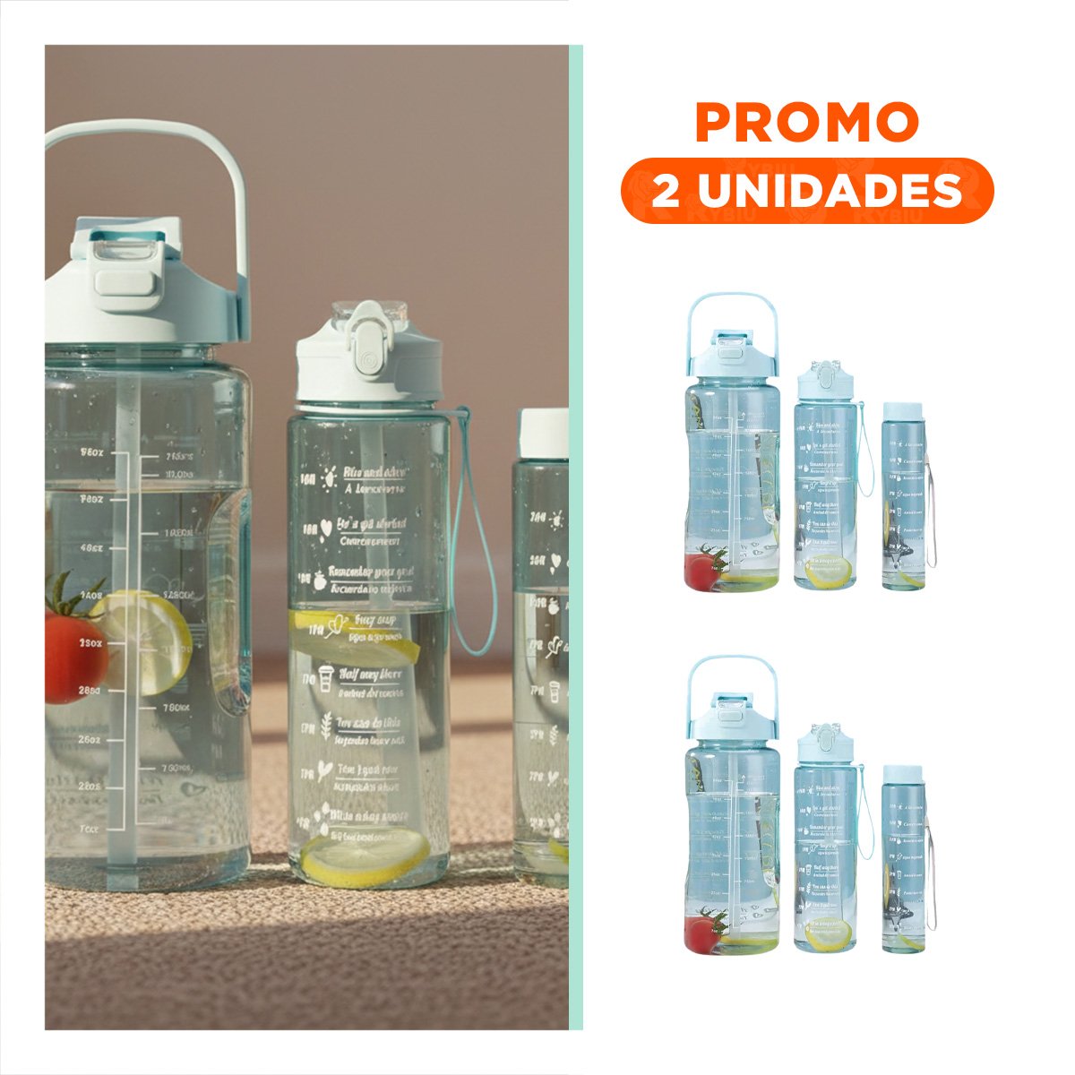 PACK2 RECIPIENTE TRIO TRANSPARENTE AZUL CLARO RESISTENTE Y FACIL DE LIMPIAR CASA - 1