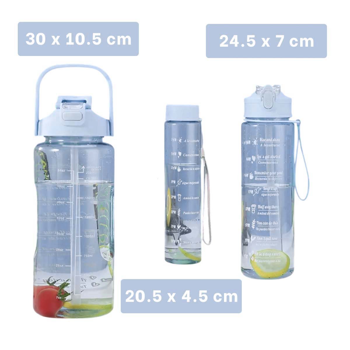 BOTELLA TRIO TRANSPARENTE AZUL CLARO RESISTENTE Y FACIL DE LIMPIAR CASA Y+REGALO STICKER - 4