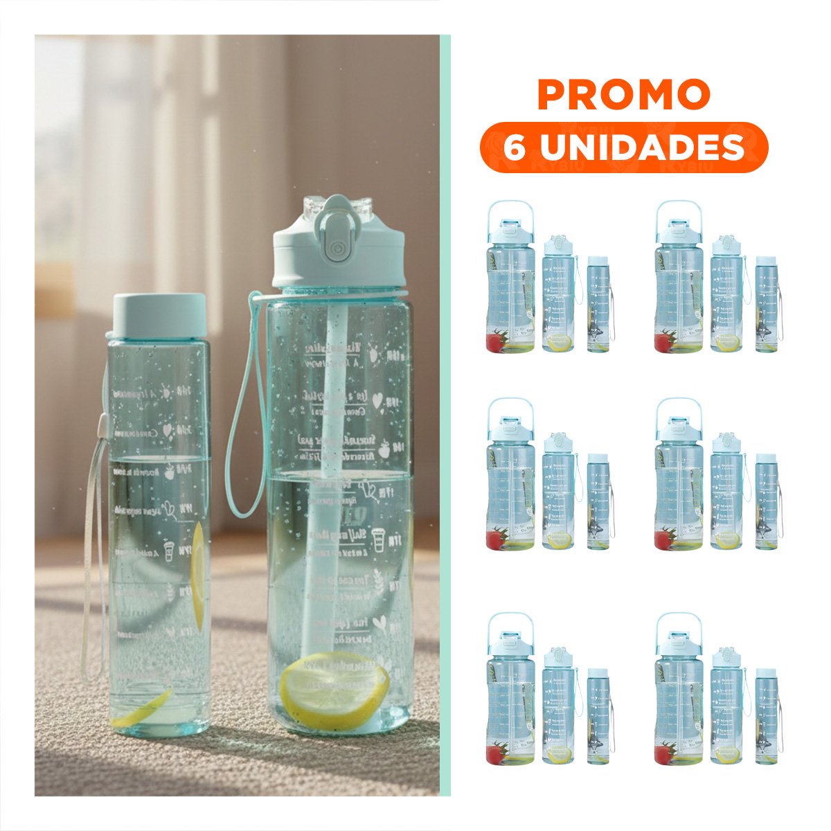 PACK6 COPA TRIO TRANSPARENTE CELESTE CLARO LIGERA Y COMODA PARA TRANSPORTAR BEBIDAS - 1