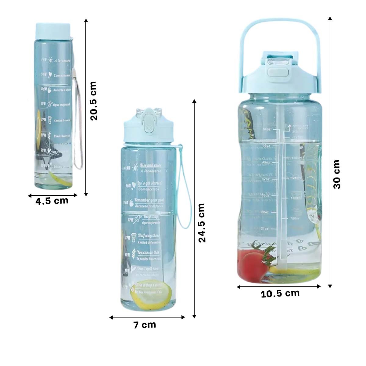 PACK2 RECIPIENTE TRIO TRANSPARENTE CELESTE CLARO DOBLE PARED Y+REGALO STICKER - 4