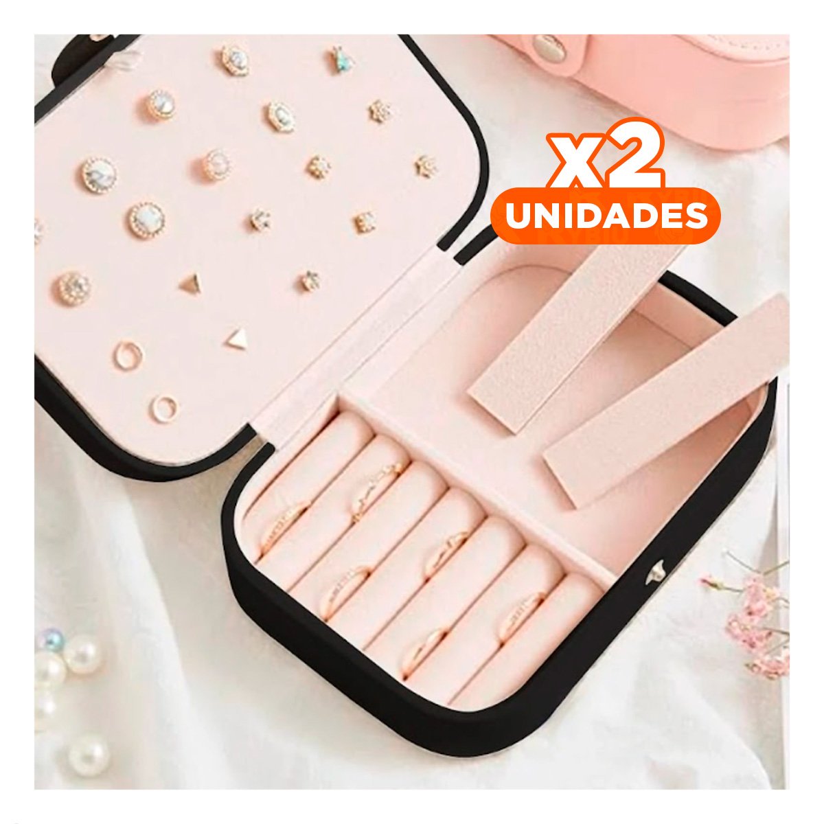 PACK2 CAJA NEGRO 16X11X5 CM PRACTICO Y LIGERO CON DIVISIONES INTERNAS Y+REGALO STICKER - 1