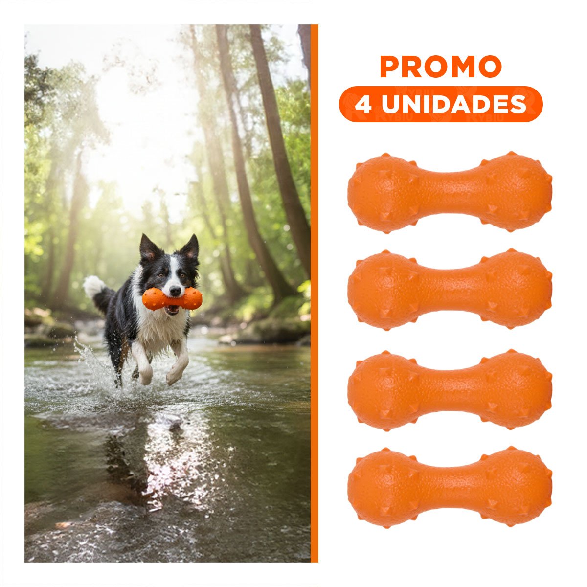 PACK4 ARTICULO PARA PERRO MANCUERNA DE PUAS NARANJA ACTIVO Y+REGALO STICKER - 1