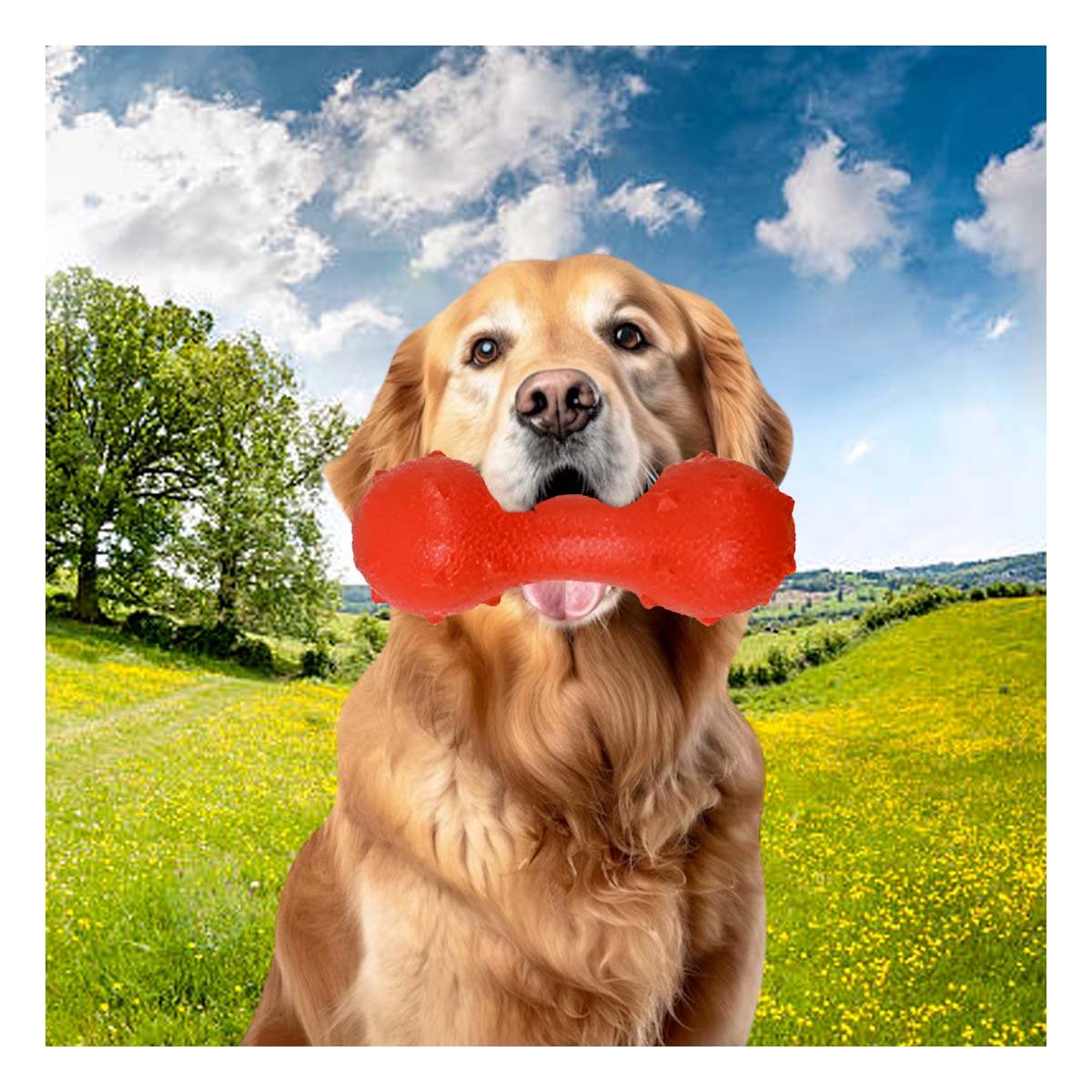 JUGUETE INTERACTIVO CON PUAS PARA MASCOTA ROJO DURADERO Y FIRME AL USO DIARIO Y+PAPEL REGALO - 5