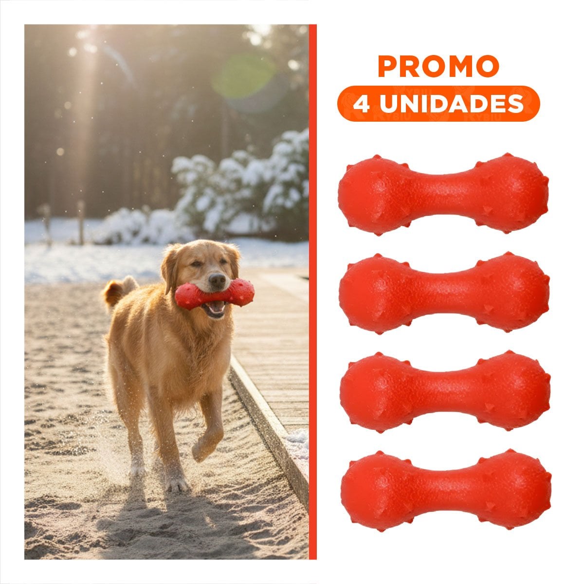 PACK4 ARTICULO RECREATIVO PARA MASCOTA ROJO CON PUAS RESISTENTES AL USO Y+REGALO STICKER - 1