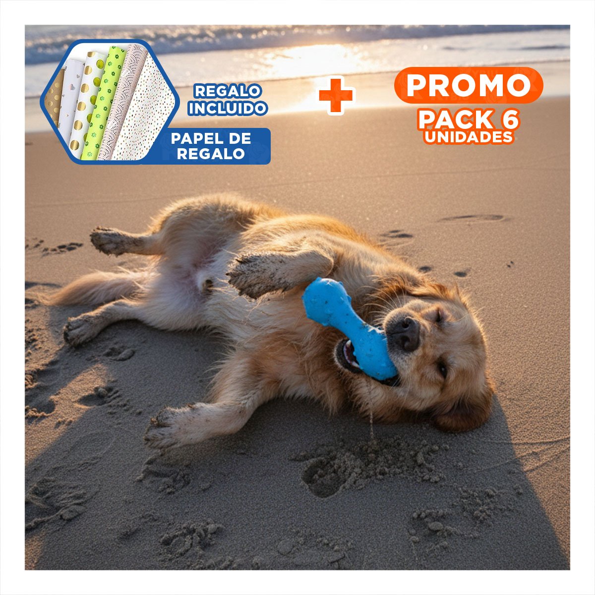 PACK6 OBJETO DE ESTIMULACION PARA MASCOTA CELESTE DURADERO Y SEGURO Y+PAPEL REGALO - 1