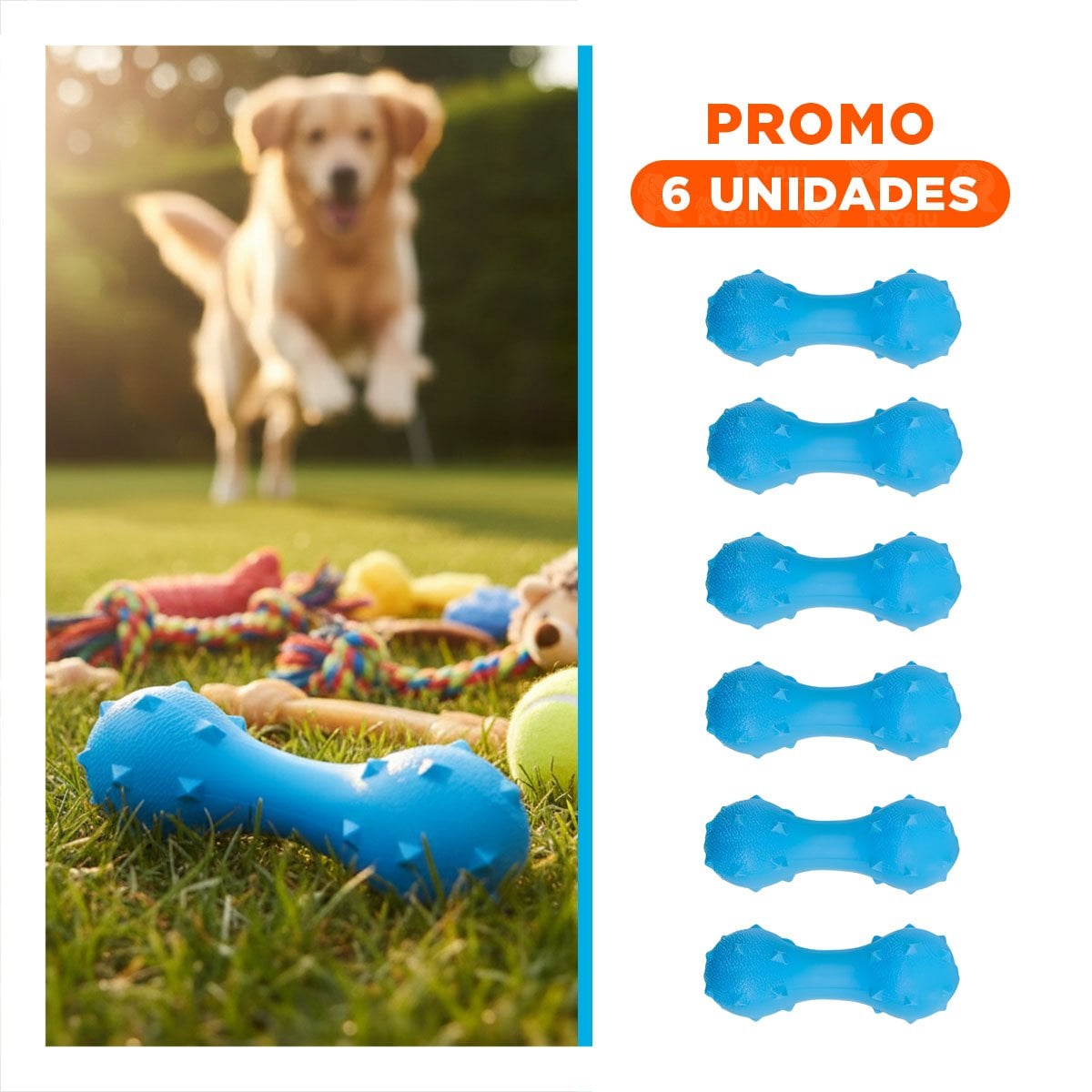 PACK6 PIEZA FUNCIONAL PARA PERRO CELESTE TEXTURIZADA Y RESISTENTE - 1