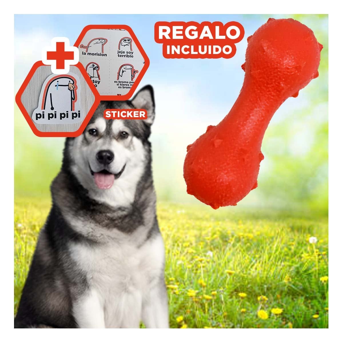 ACCESORIO DE ENTRENAMIENTO CON PUAS PARA PERRO ROJO RESISTENTE Y SEGURO Y+REGALO STICKER - 1