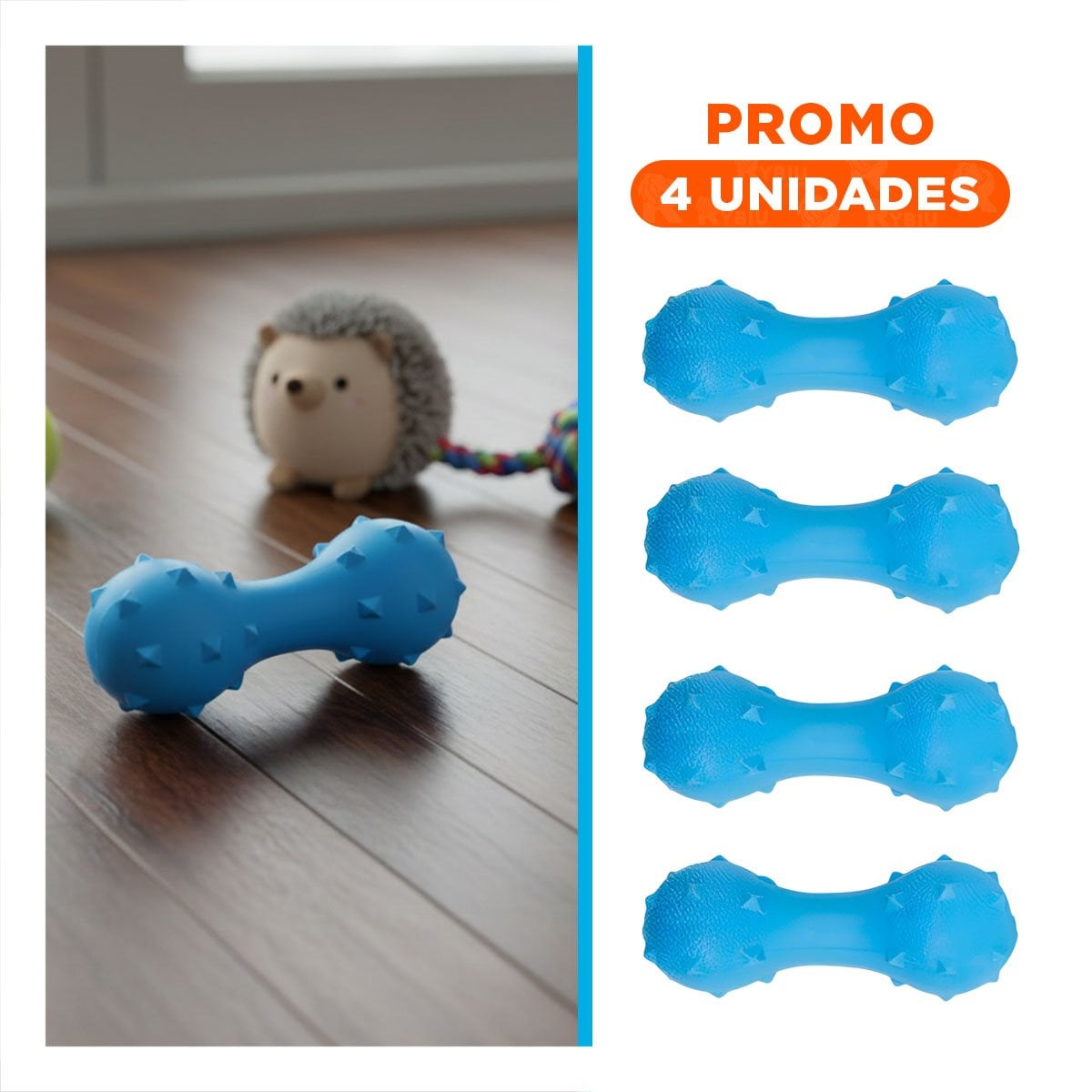 PACK4 ARTICULO RECREATIVO PARA MASCOTA CELESTE CON PUAS SEGURAS Y+REGALO STICKER - 1