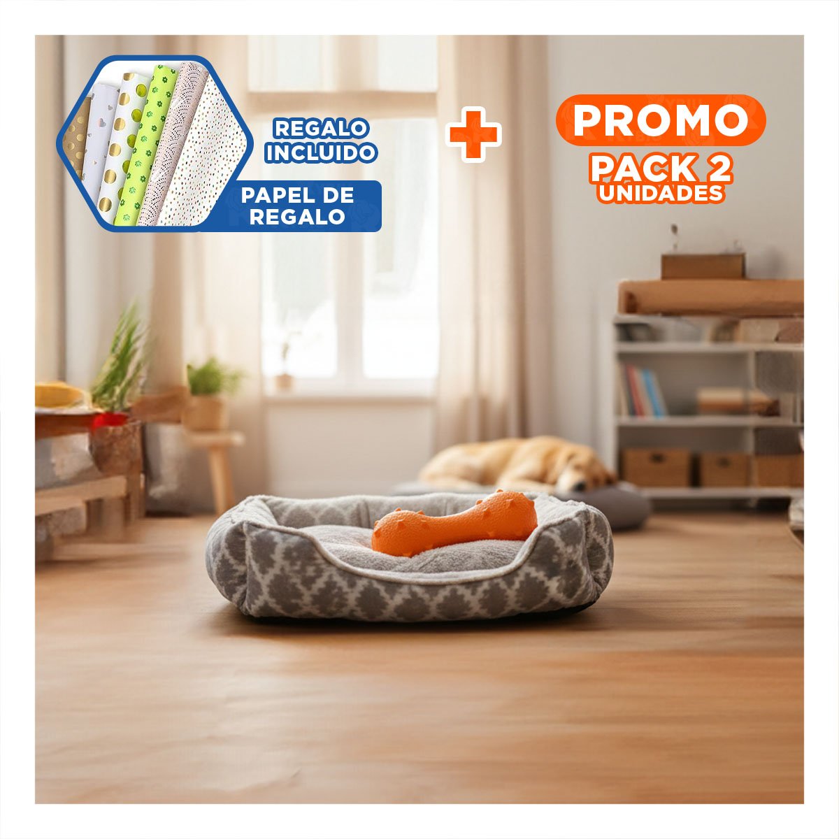 PACK2 OBJETO TEXTURIZADO MANCUERNA DE PUAS NARANJA PARA MASCOTA Y+PAPEL REGALO - 1