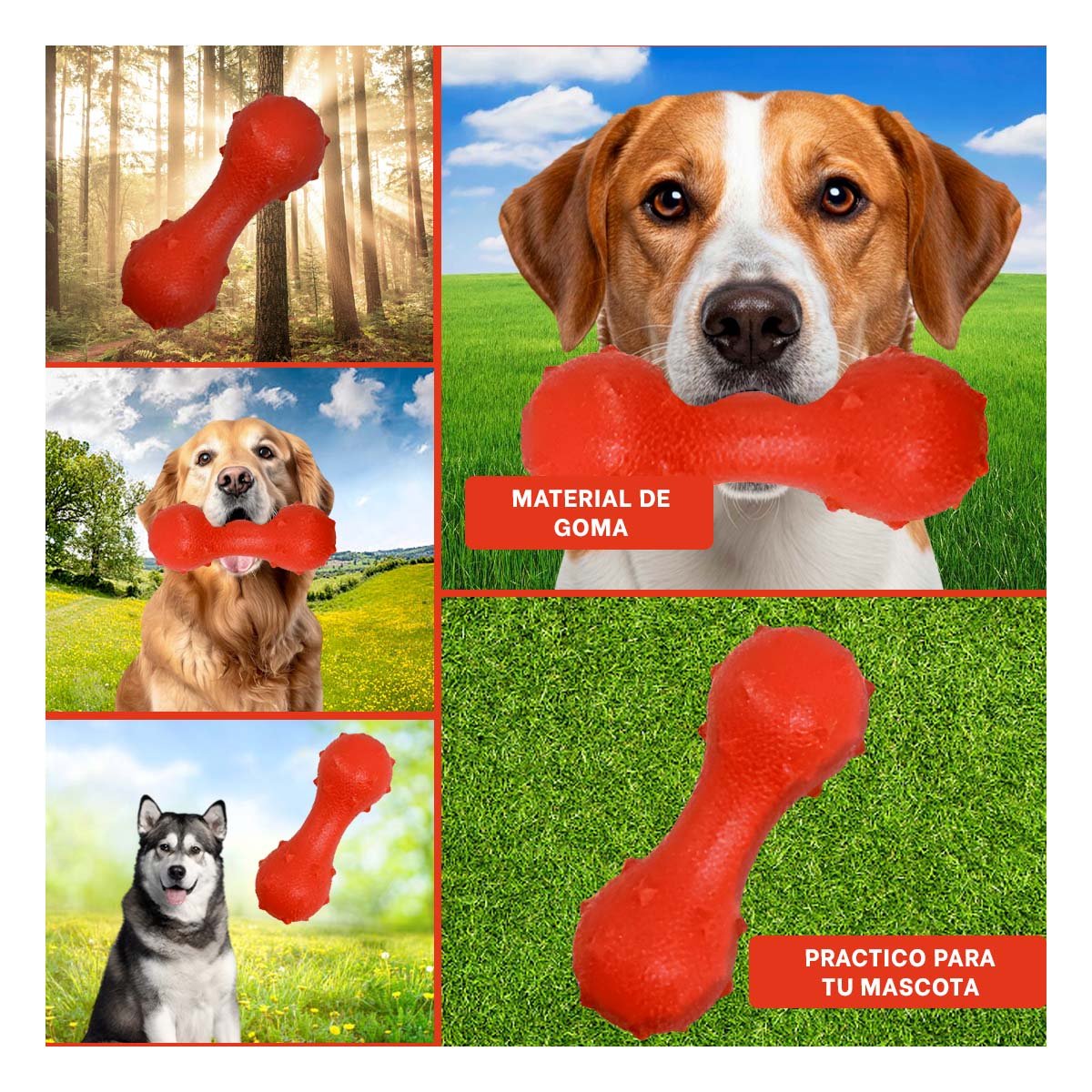 MORDEDOR TEXTURIZADO PARA MASCOTA ROJO RESISTENTE AL USO CONSTANTE Y+LIGAS REGALO - 5