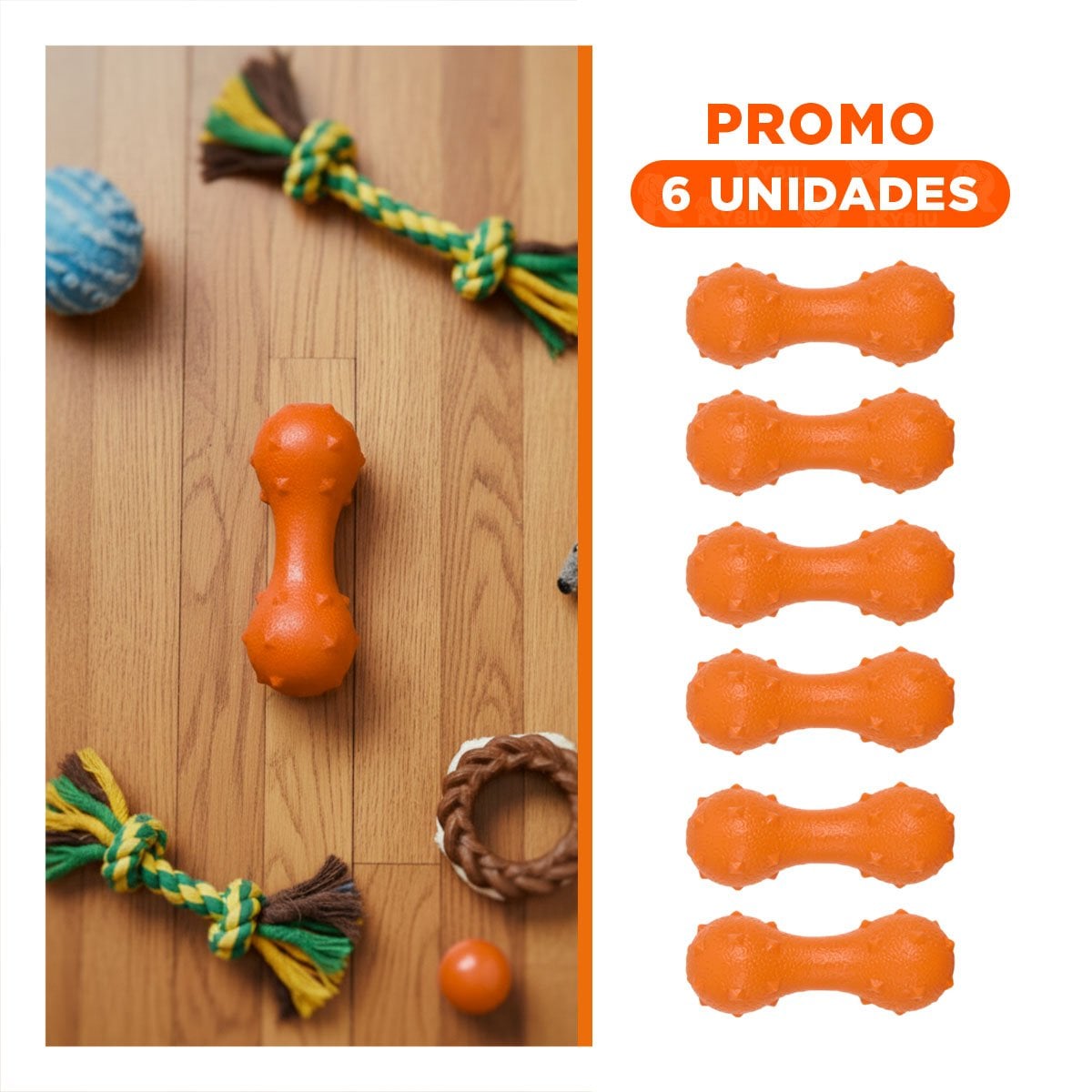 PACK6 COMPLEMENTO PARA MASCOTA MANCUERNA DE PUAS NARANJA SEGURO - 1