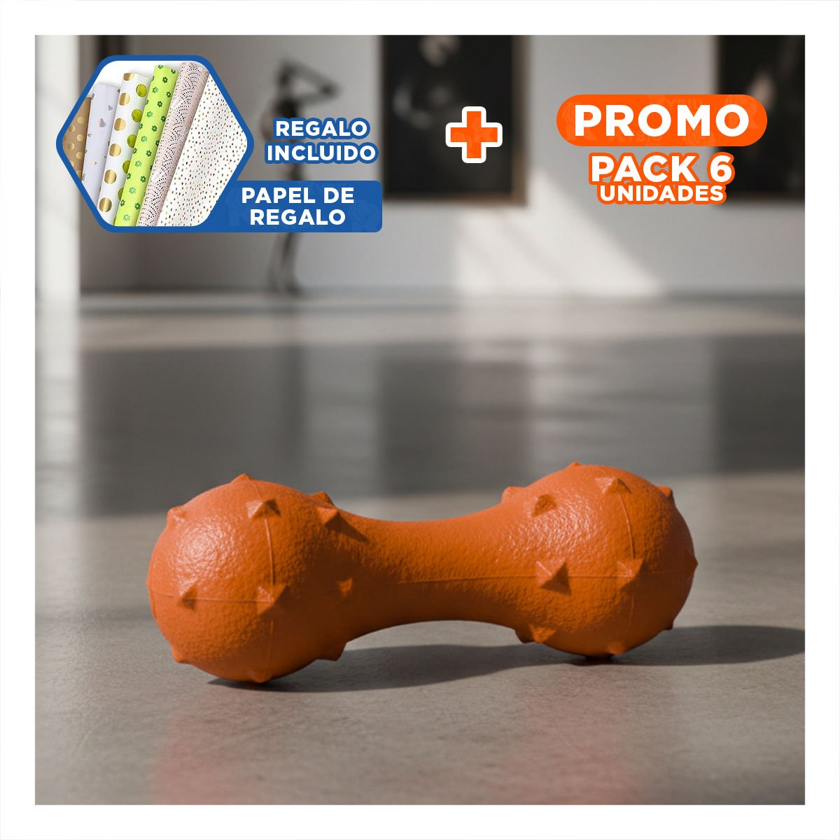 PACK6 ELEMENTO PARA PERRO MANCUERNA DE PUAS NARANJA TEXTURIZADO Y+PAPEL REGALO - 1