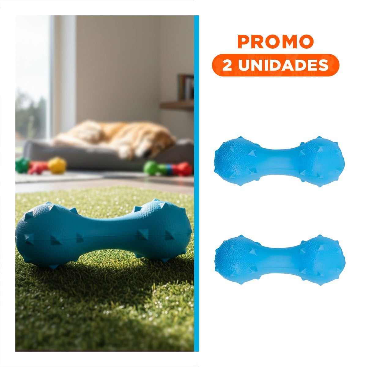 PACK2 OBJETO INTERACTIVO PARA PERRO CELESTE CON RELIEVE ANTIDESLIZANTE - 1