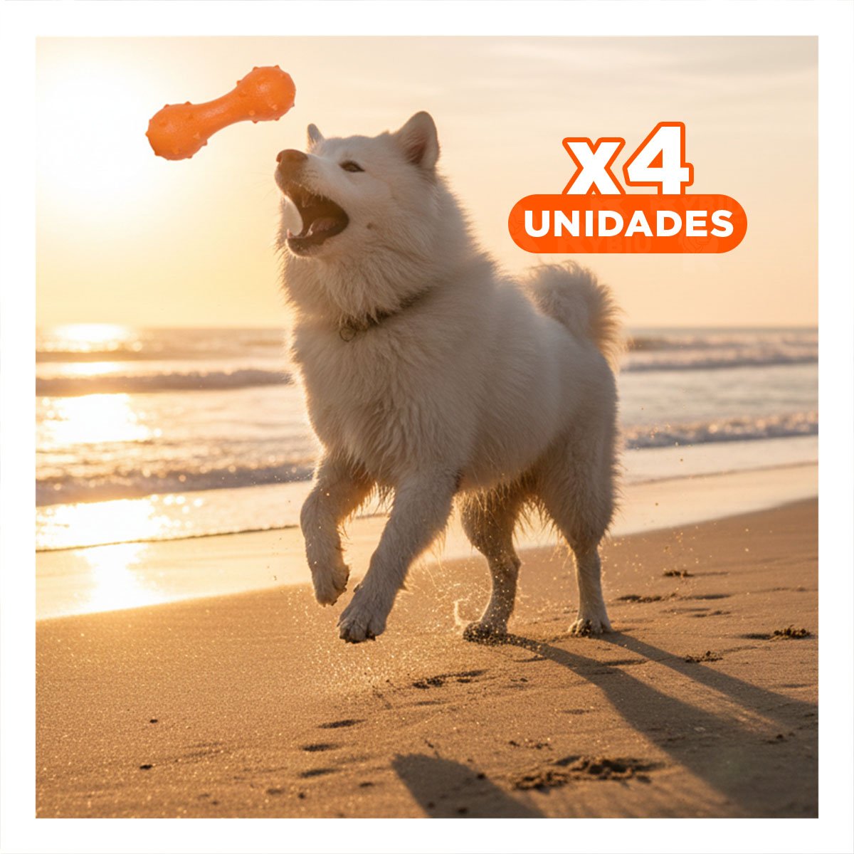 PACK4 JUGUETE PARA PERRO MANCUERNA DE PUAS NARANJA DURADERO - 1